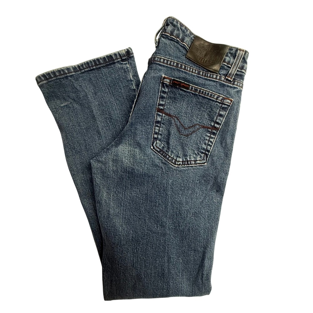Harley Davidson Womens Bootcut Jeans Size 10 Long 30x32 Blue Denim Y2K